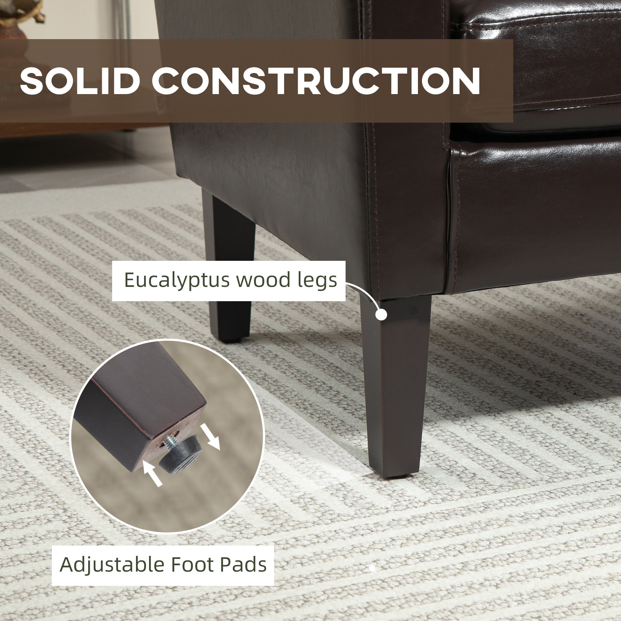 HOMCOM Faux Leather Simple Armchair - Brown